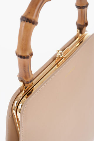 Leather Mini Handbag With Bamboo Handle