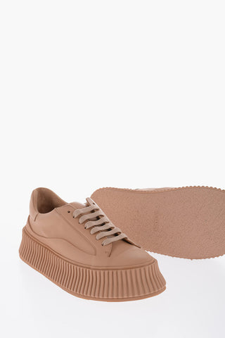 Leather low-top Sneakers with platform Sole