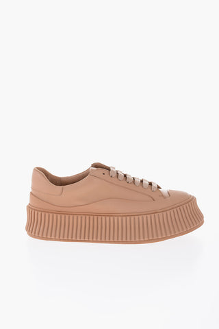 Leather low-top Sneakers with platform Sole