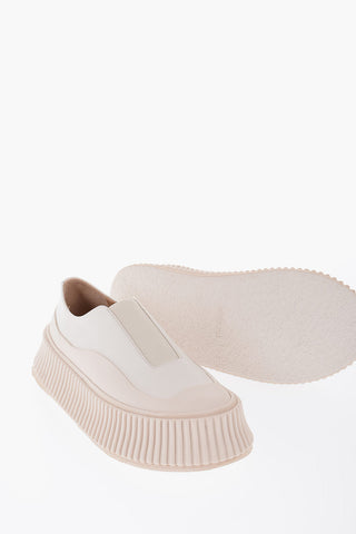 Sneakers Slip-On In Pelle Con Suola platform