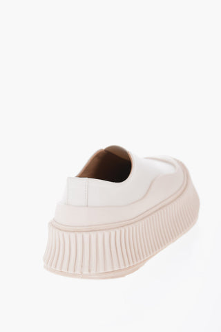 Sneakers Slip-On In Pelle Con Suola platform