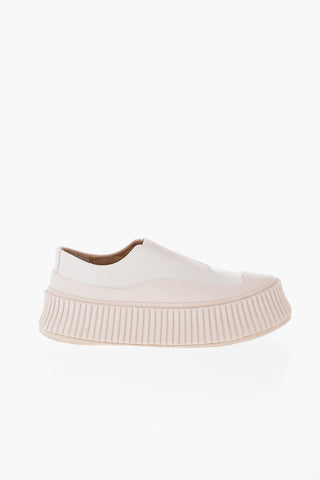 Sneakers Slip-On In Pelle Con Suola platform