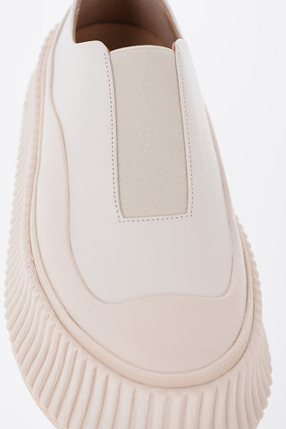 Sneakers Slip-On In Pelle Con Suola platform