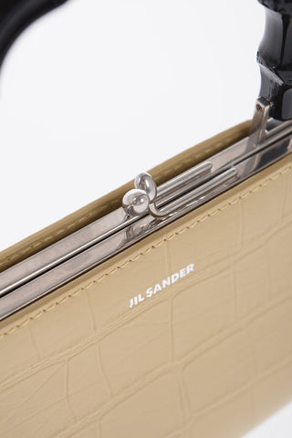 Printed Leather Handbag With Bamboo Handle