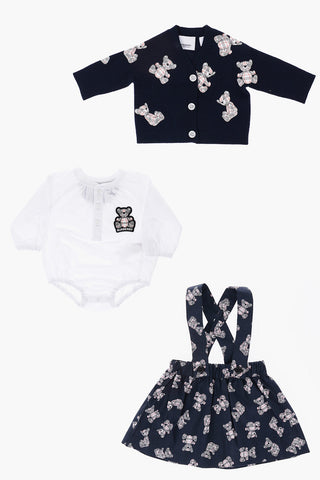 Printed Cardigan Shorts With Braces And Body Set