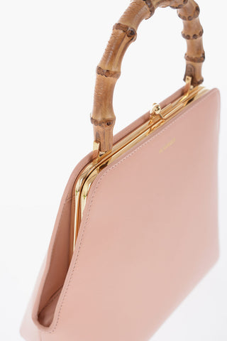 Borsa A Mano In pelle Con Manico In Bambù
