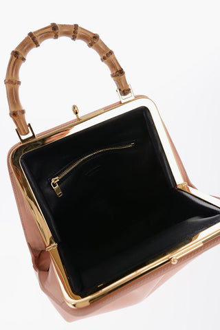 Borsa A Mano In pelle Con Manico In Bambù