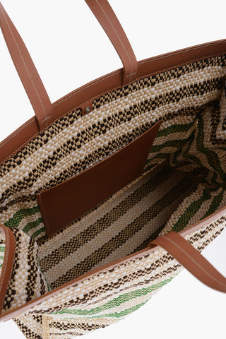 Borsa Tote In Raffia Con dettagli In pelle