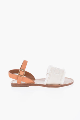 Leather and Cotton Sandals with Fringes