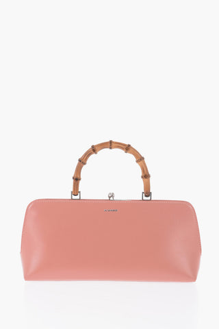 Leather Handbag With Bamboo Handle