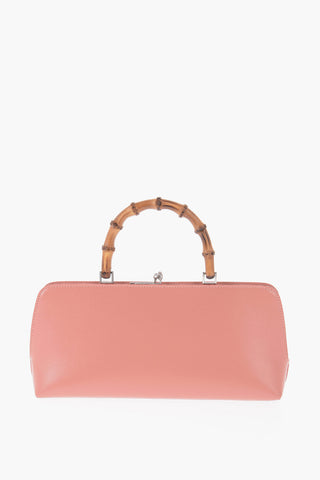Leather Handbag With Bamboo Handle
