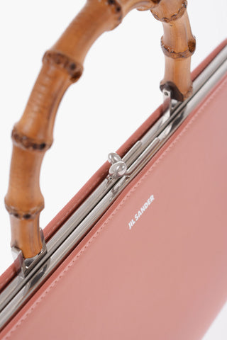 Leather Handbag With Bamboo Handle
