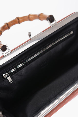 Leather Handbag With Bamboo Handle