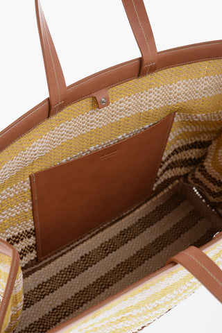 Borsa Tote In Raffia Con dettagli In pelle