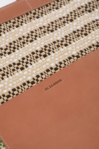  Borsa Tote In Raffia Con dettagli In pelle 