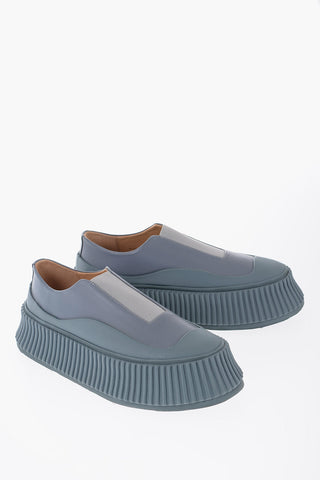 Leather Slip-On Sneakers With Platform Sole