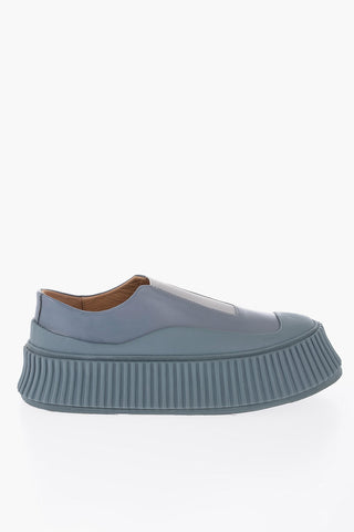Leather Slip-On Sneakers With Platform Sole