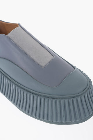 Leather Slip-On Sneakers With Platform Sole