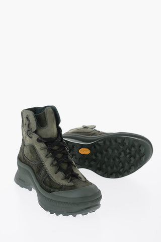 Suede Leather High-Top Sneakers With Vibram Soles