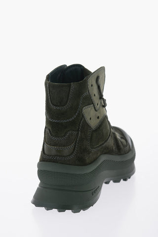Suede Leather High-Top Sneakers With Vibram Soles