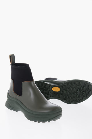 Stivaletto In Pelle Con Inserto In Neoprene 
