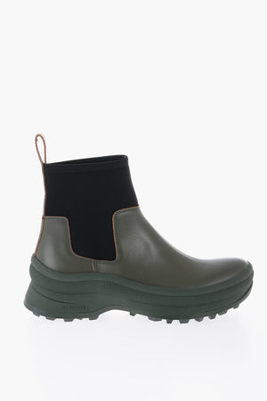 Stivaletto In Pelle Con Inserto In Neoprene 