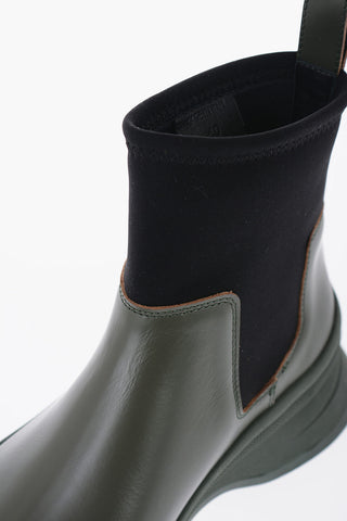 Stivaletto In Pelle Con Inserto In Neoprene 