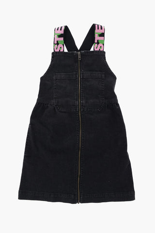 Denim Dress with Logo Straps