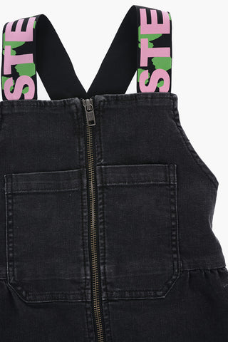 Denim Dress with Logo Straps