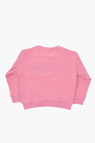 Solid Color Crew-neck Sweatshirt with Embroidered Logo