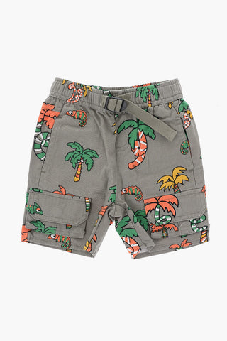 Printed Cargo Shorts with Elastic Waistband