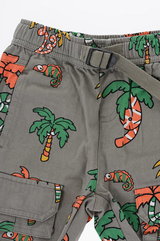 Printed Cargo Shorts with Elastic Waistband