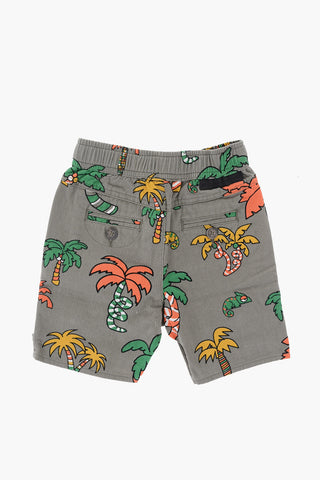 Printed Cargo Shorts with Elastic Waistband