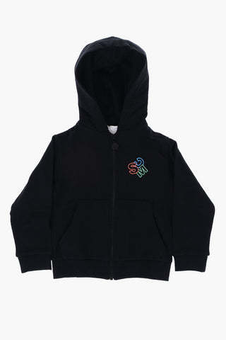 Lightweight Cotton Sweatshirt with Printed Logo and Zip Closure