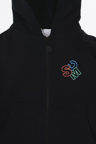 Lightweight Cotton Sweatshirt with Printed Logo and Zip Closure