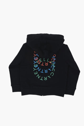 Lightweight Cotton Sweatshirt with Printed Logo and Zip Closure
