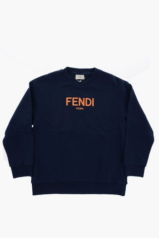 Brushed Cotton Crew-neck Sweatshirt with Printed Logo