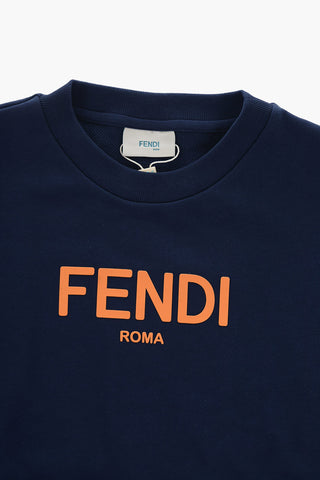 Brushed Cotton Crew-neck Sweatshirt with Printed Logo