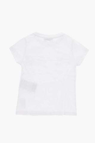 T-Shirt Girocollo in Tinta Unita con Logo Strass