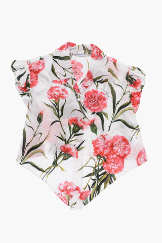 Floral-Printed Blouse with Knot On The Front
