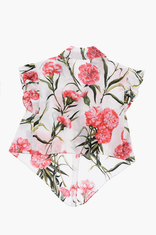 Floral-Printed Blouse with Knot On The Front