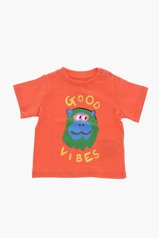 Solid Color Crew-neck T-Shirt with Front Print