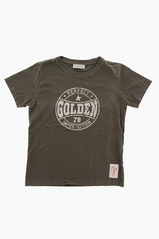 Vintage Effect Crew-neck T-Shirt with Printed Logo
