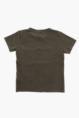 Vintage Effect Crew-neck T-Shirt with Printed Logo