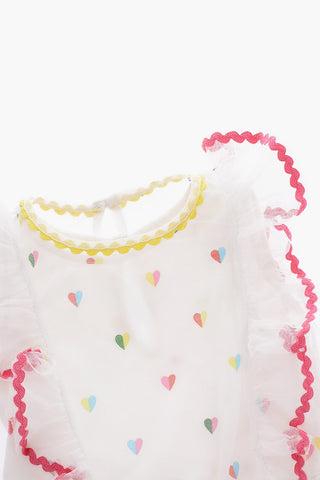 Embroidered Tulle Cotton Dress with Shorts