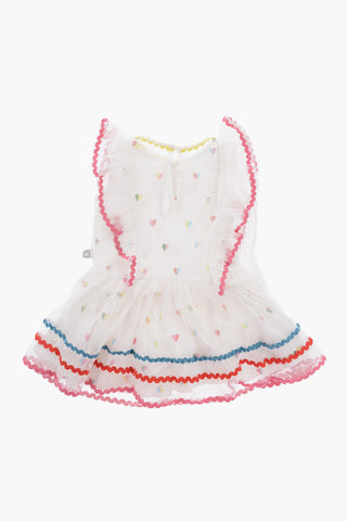 Embroidered Tulle Cotton Dress with Shorts