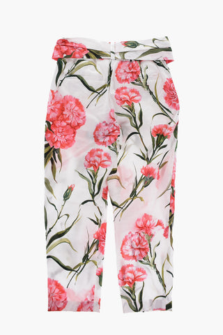 Pantaloni in Stampa Floreale con Cintura