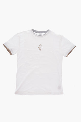 Contrasting Edges Crew-neck T-Shirt