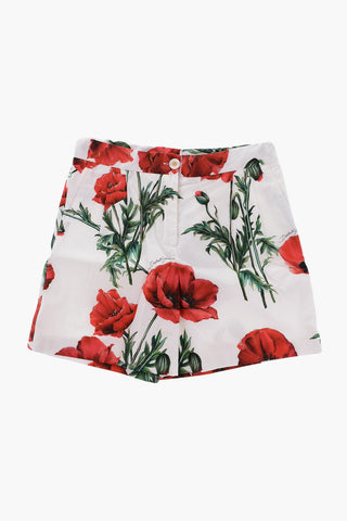 Double Pleated Floral-Printed Shorts
