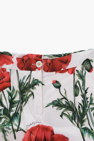 Double Pleated Floral-Printed Shorts